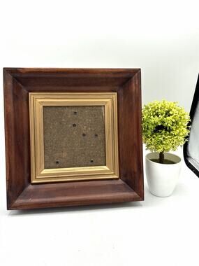 Deep Walnut Wood Picture Frame with Gold Liner, 10x10, Holds 5x5
